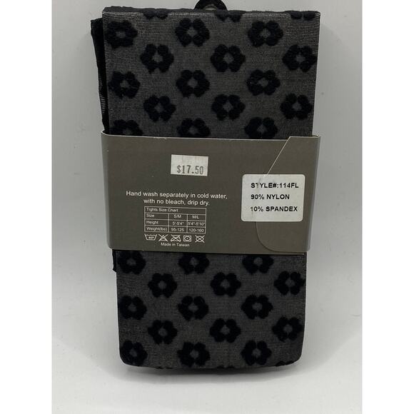 FRENCH CURVE Women's Black Floral Sheer Stretch Lightweight Leggings SZ M/L - Picture 4 of 10